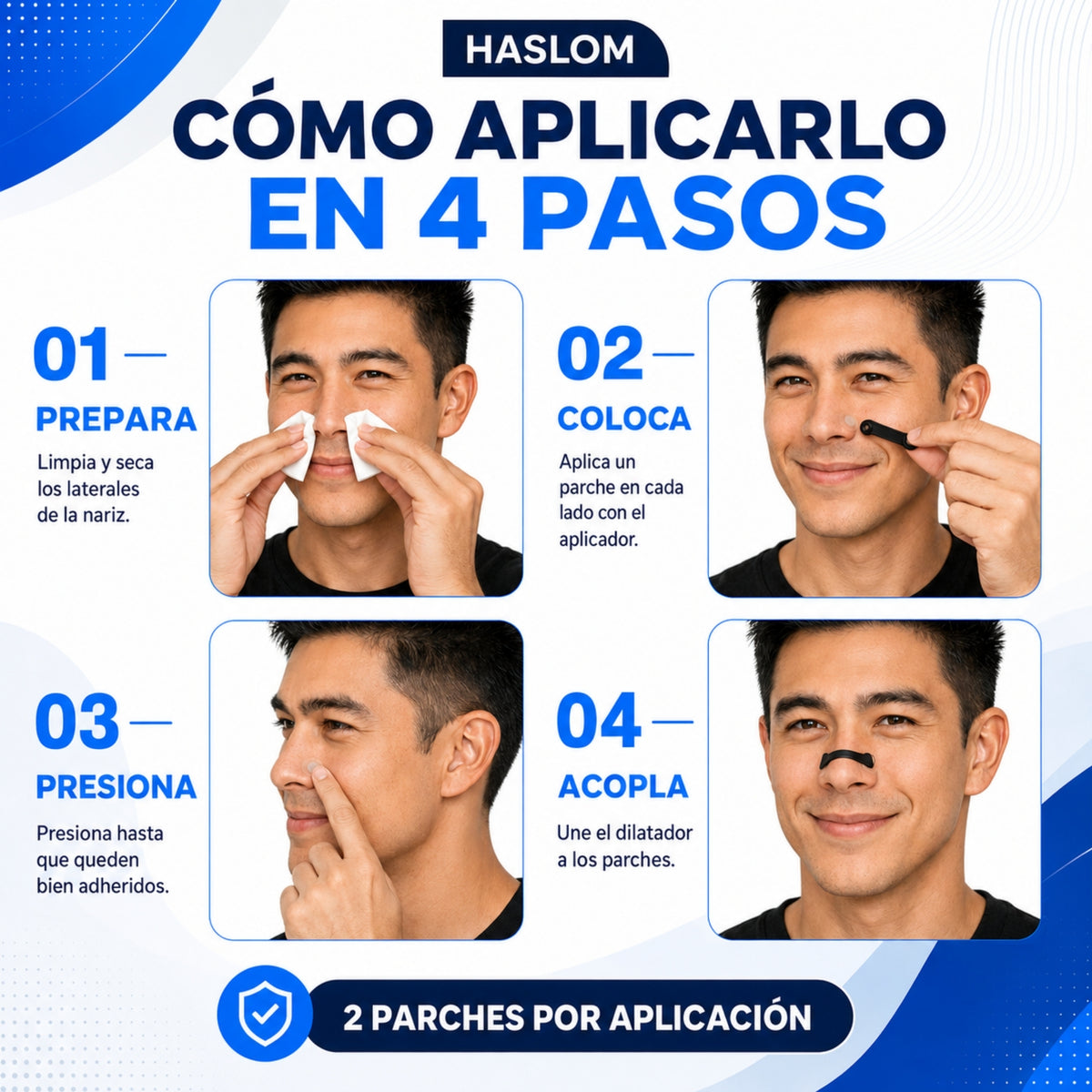 Cómo aplicar las tiras nasales magnéticas en 4 pasos