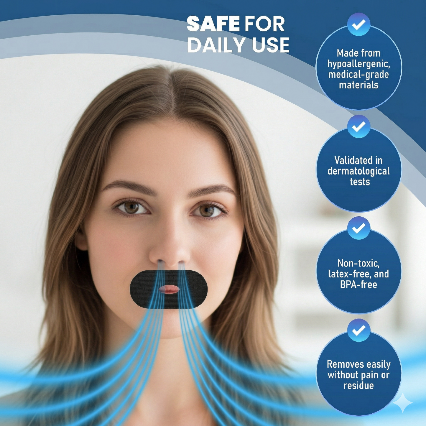 Haslom® Mouth Tape with Central Breathing Hole - 60 strips