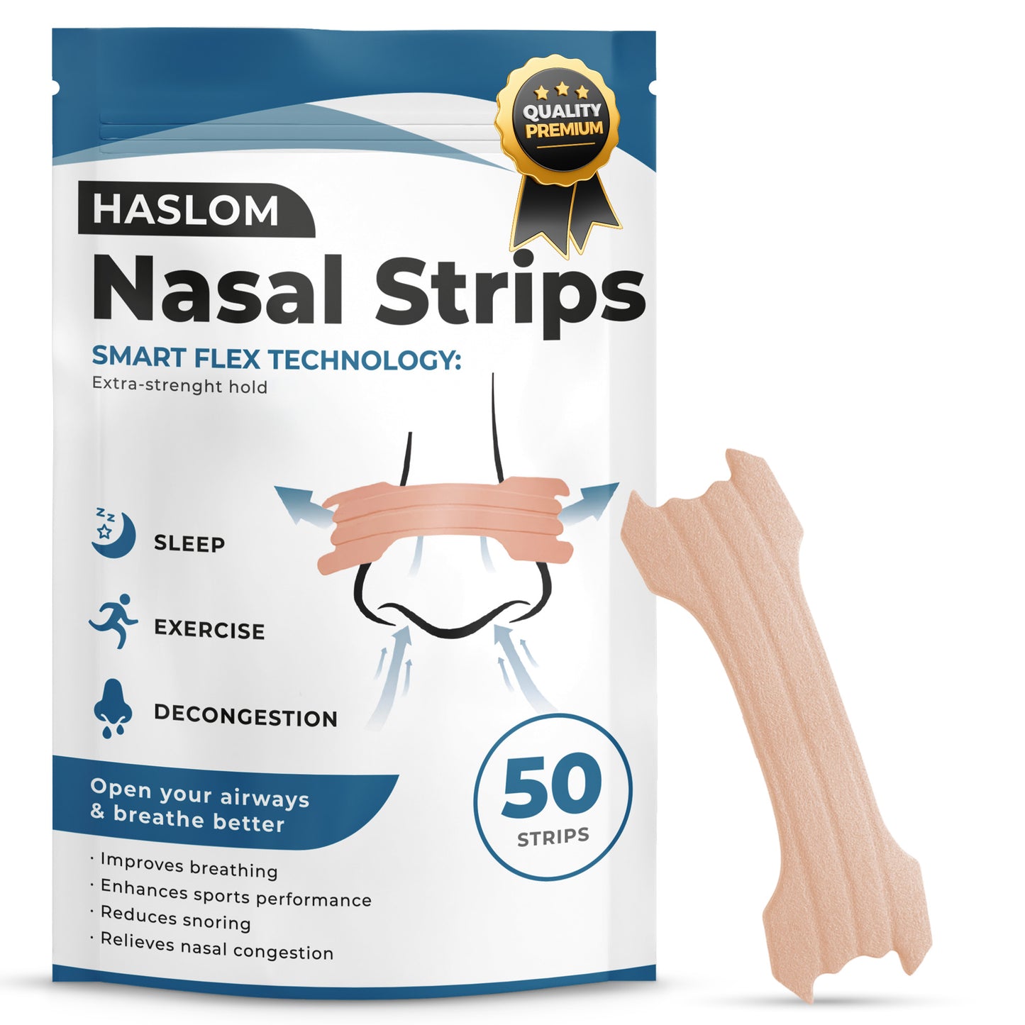 Haslom® Premium Nasal Strips - 50 strips