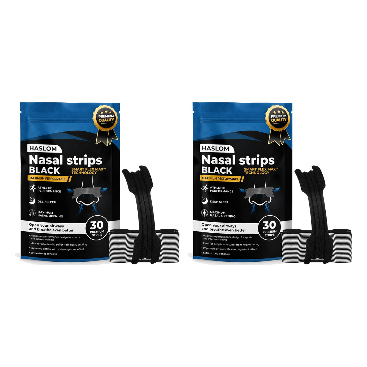 HASLOM Black Performance nasal strips Pack x2