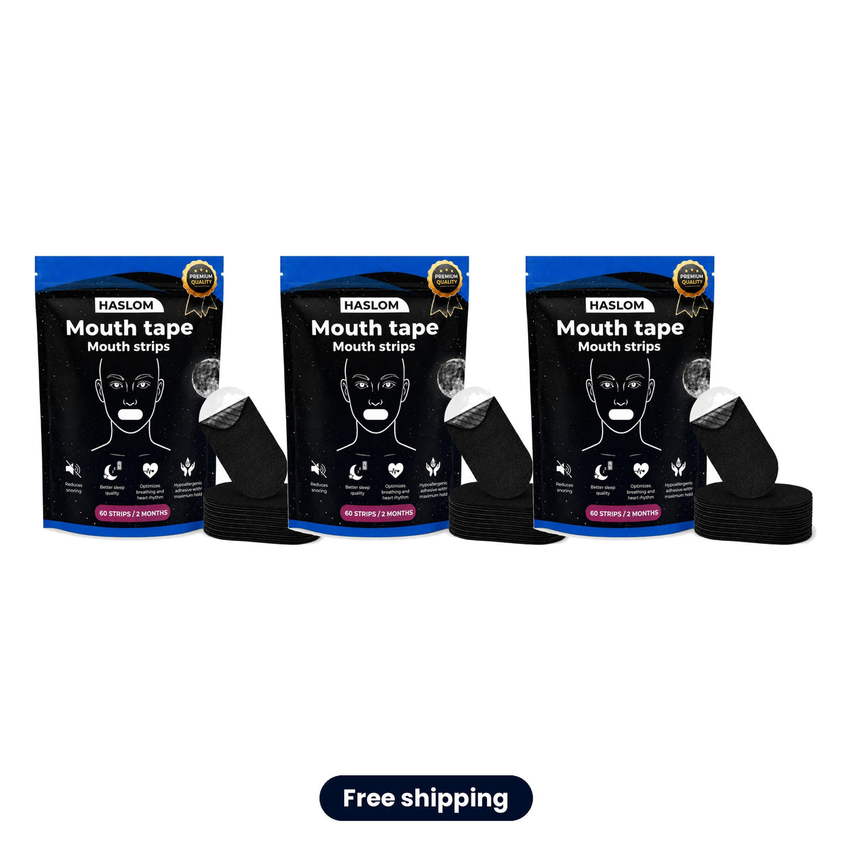 HASLOM sleep mouth tape Value Pack x3