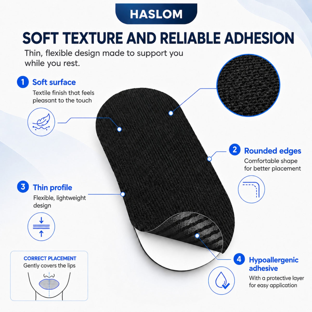HASLOM mouth tape made of hypoallergenic cotton