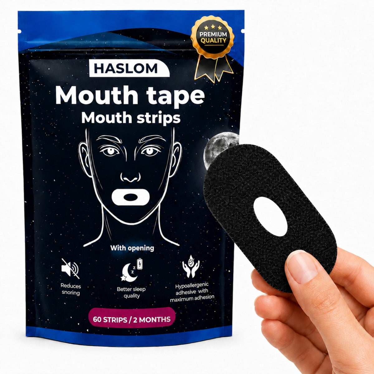 HASLOM mouth tape with a hole for sleep – 60 strips