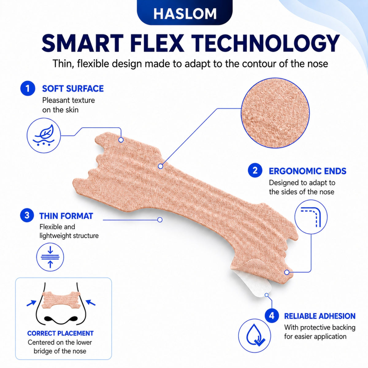 HASLOM nasal strips with Smart Flex technology