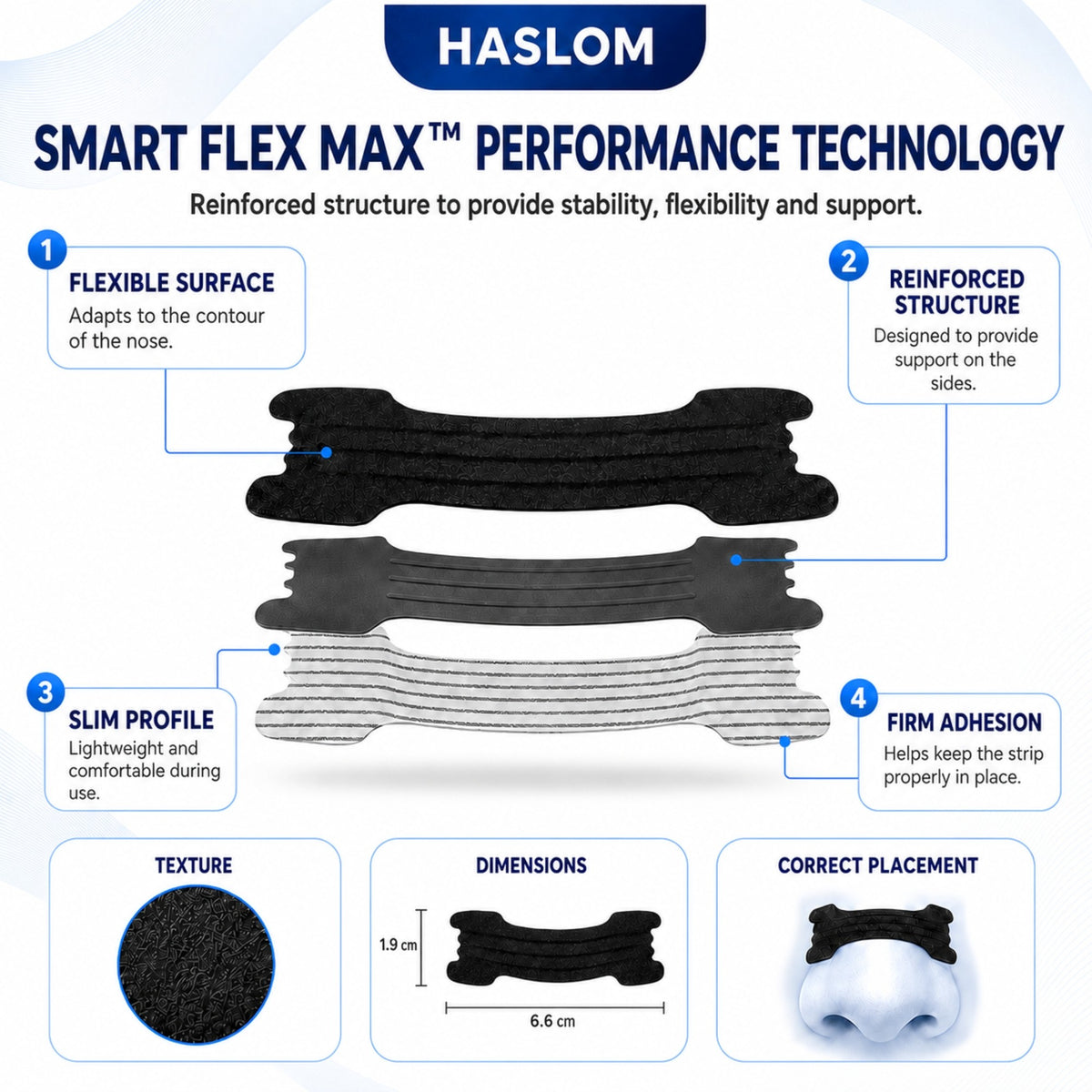 HASLOM Black nasal strips that stand up to sweat