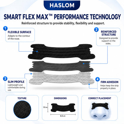 HASLOM Black nasal strips that stand up to sweat