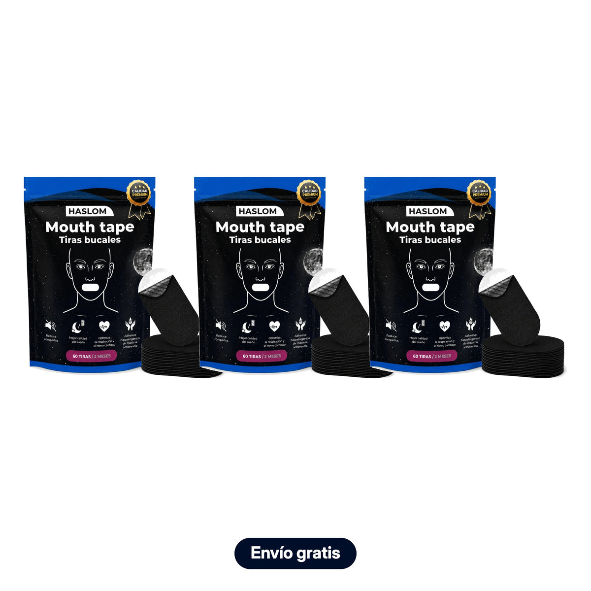 Pack Ahorro x3 tiras bucales para dormir HASLOM