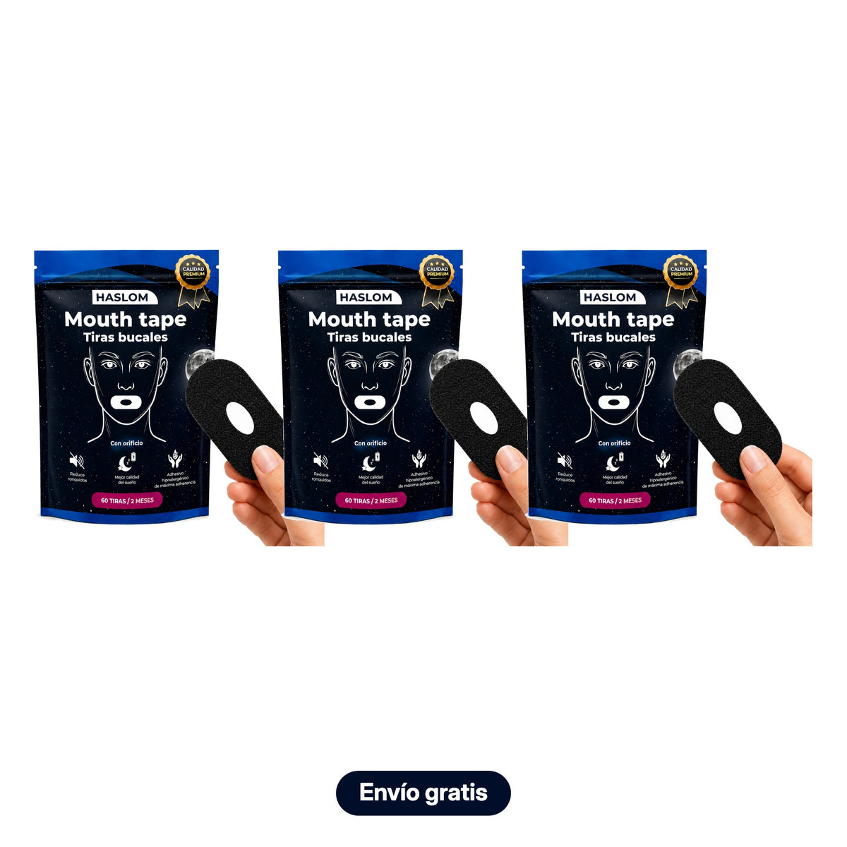 Pack Ahorro x3 tiras bucales con orificio HASLOM