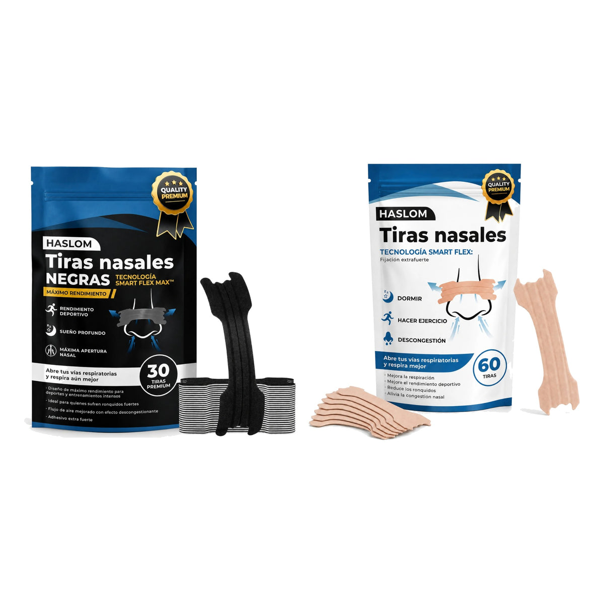 Pack Deporte + Descanso HASLOM: tiras nasales Black + Premium