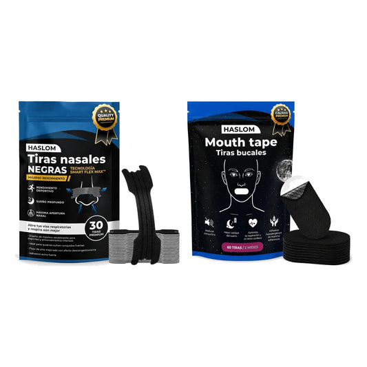 Pack Noche Completa Black HASLOM: tiras nasales Black + tiras bucales