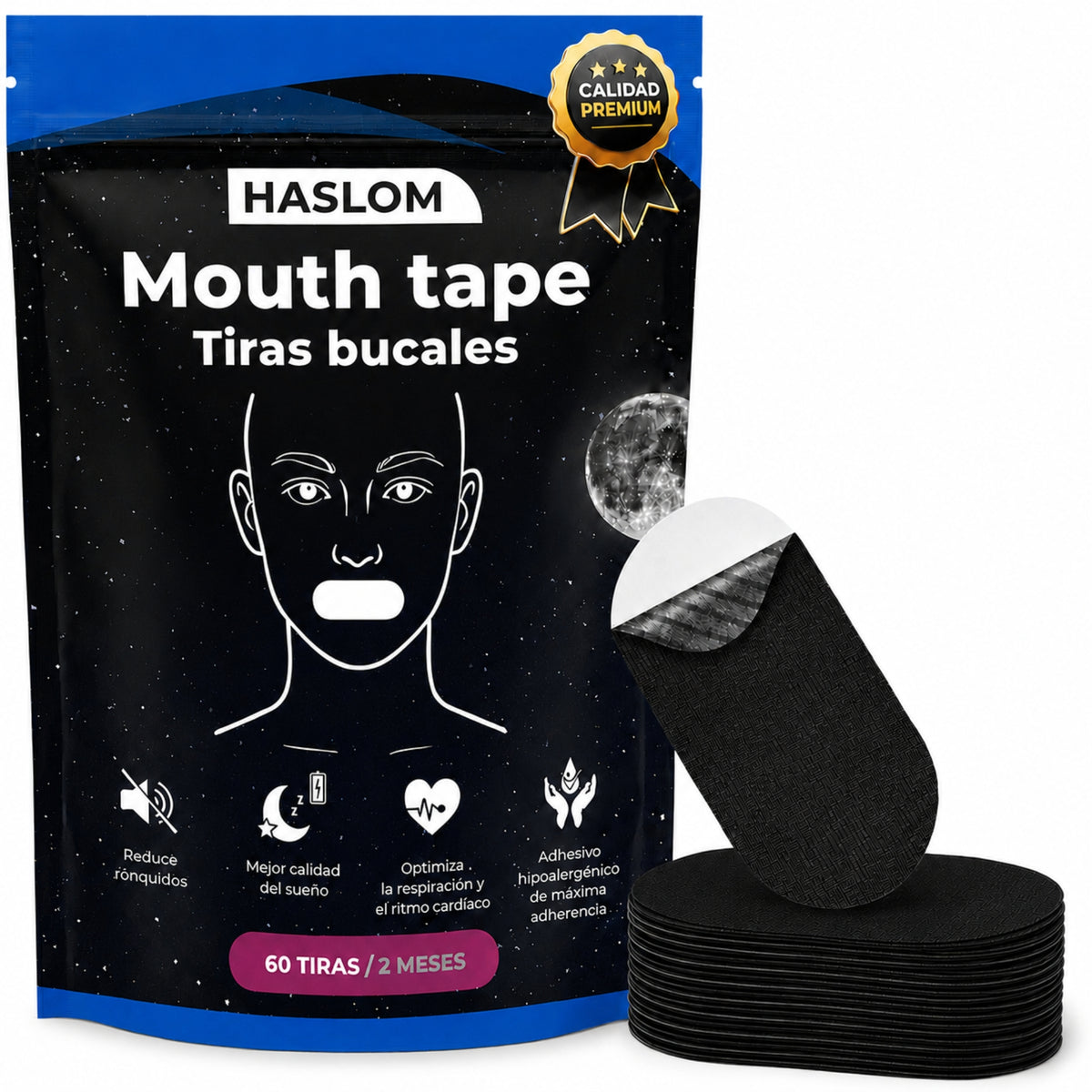 Tiras bucales para dormir HASLOM – cinta bucal de 60 tiras