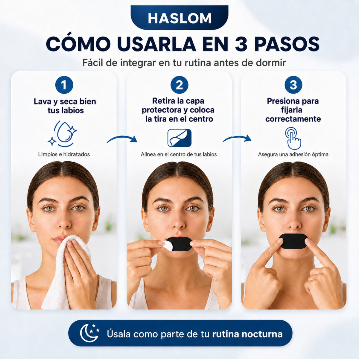 Tira bucal HASLOM para respirar por la nariz al dormir