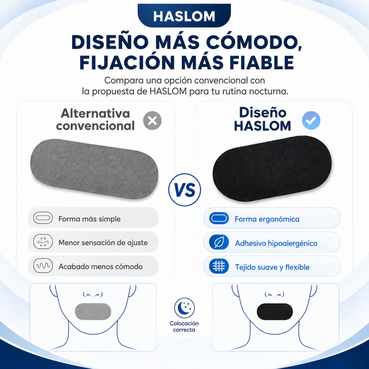 Tiras bucales para dormir HASLOM aptas para barba