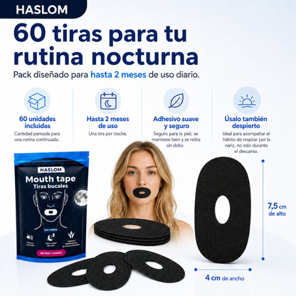 Mouth tape con orificio HASLOM, sin látex