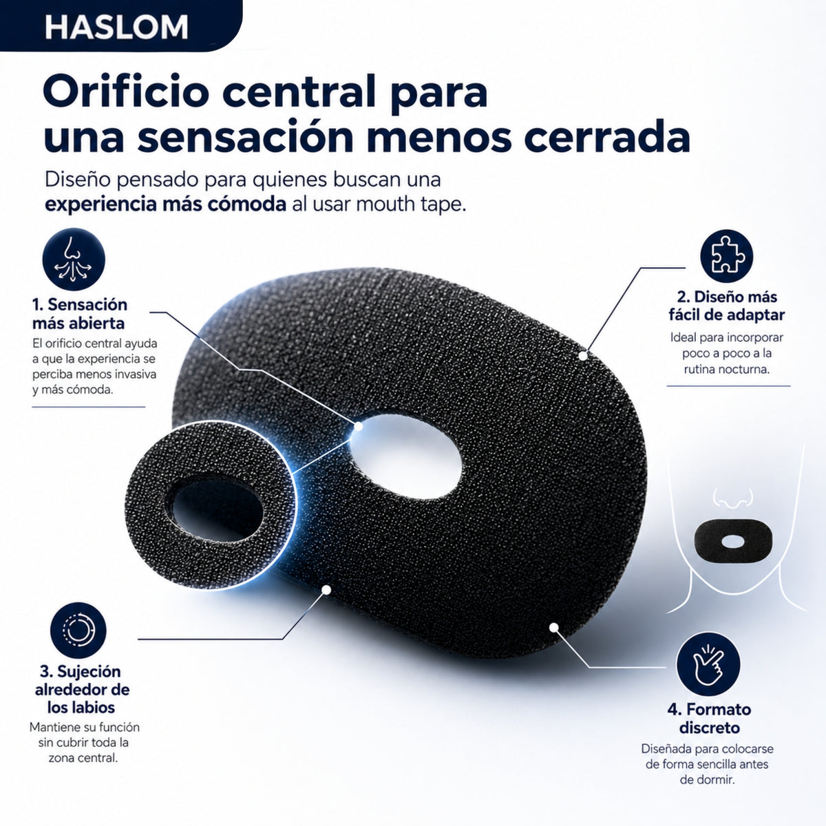 Tiras bucales con orificio HASLOM para empezar con el mouth tape